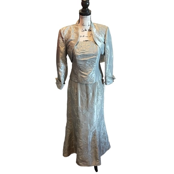 J.R. Nites Caliendo 3pc Skirt Suit Set Formal Blue Gray Size 6 NWT Vintage - Picture 1 of 15